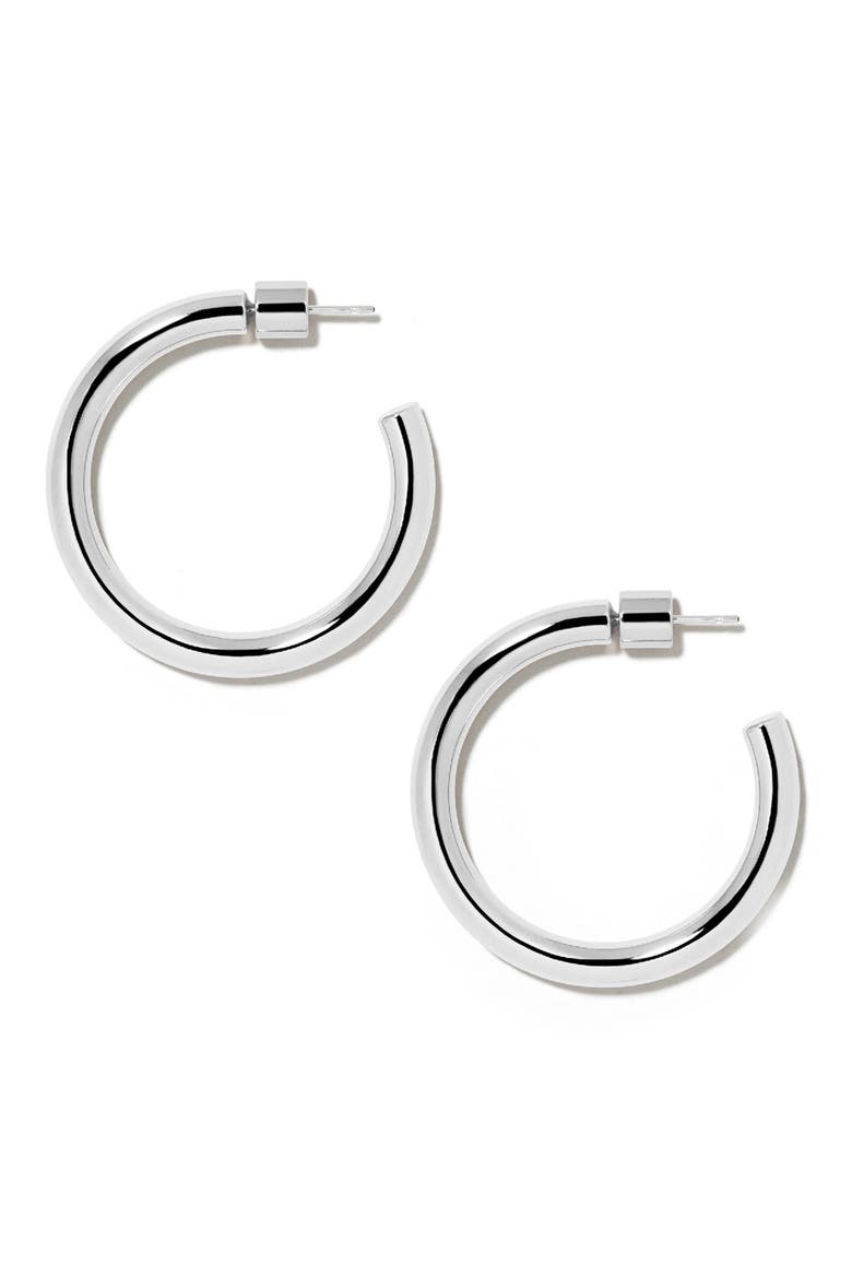 Lilly Mini Hoops, 1-Inch, Main, color, SILVER