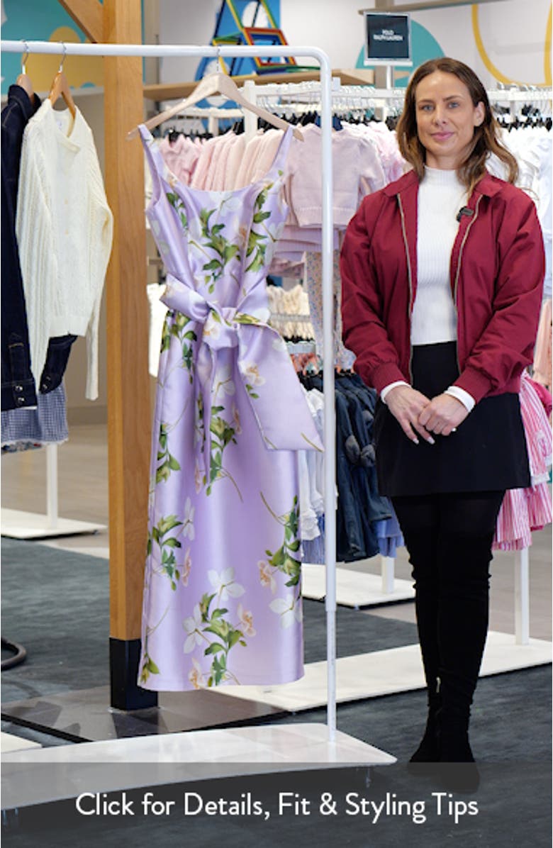 Floral Print Sleeveless Satin Midi Dress, sales video thumbnail