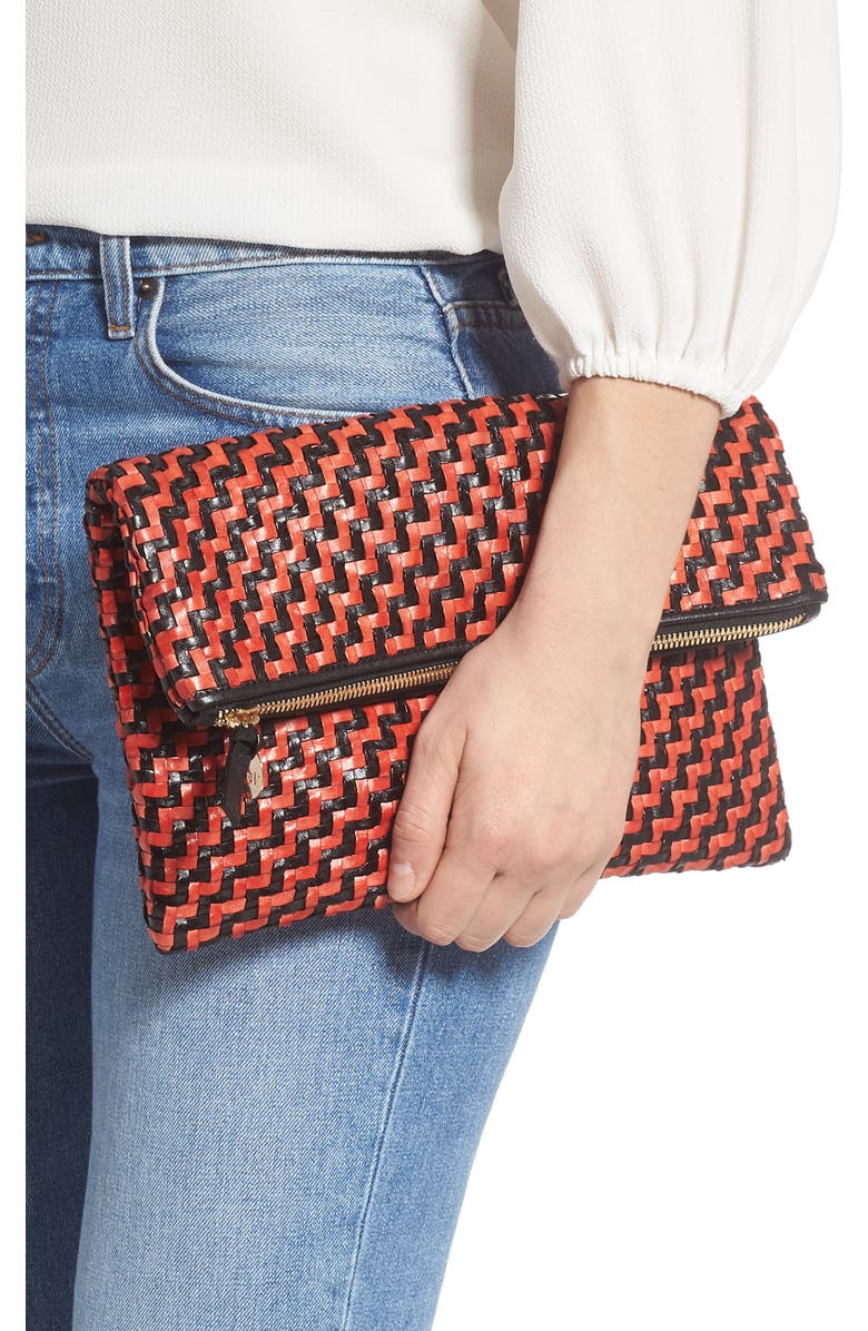 Clare V. Zip Leather Clutch, Alternate, color,