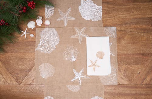 C & F Home C&f Home Sandy Coast Starfish Coral Shells Placemats Set Of 6 Beach Coastal, 14" X 20" In Brown