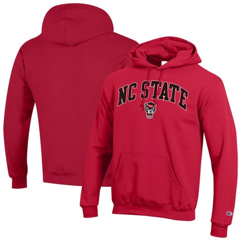 Men's Champion  Scarlet NC State Wolfpack Arched Logo Fleece Pullover Hoodie
