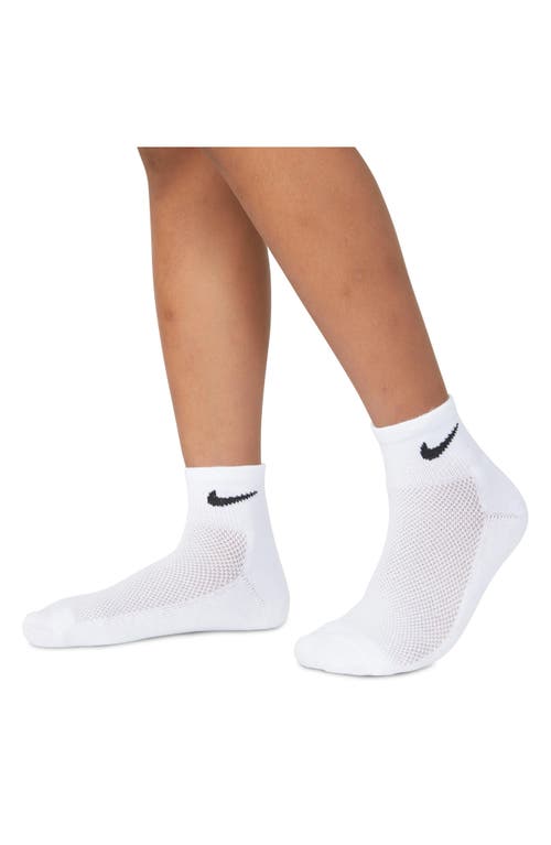 Nike Kids' Swoosh Cushioned Ankle Socks In White D/g Heather