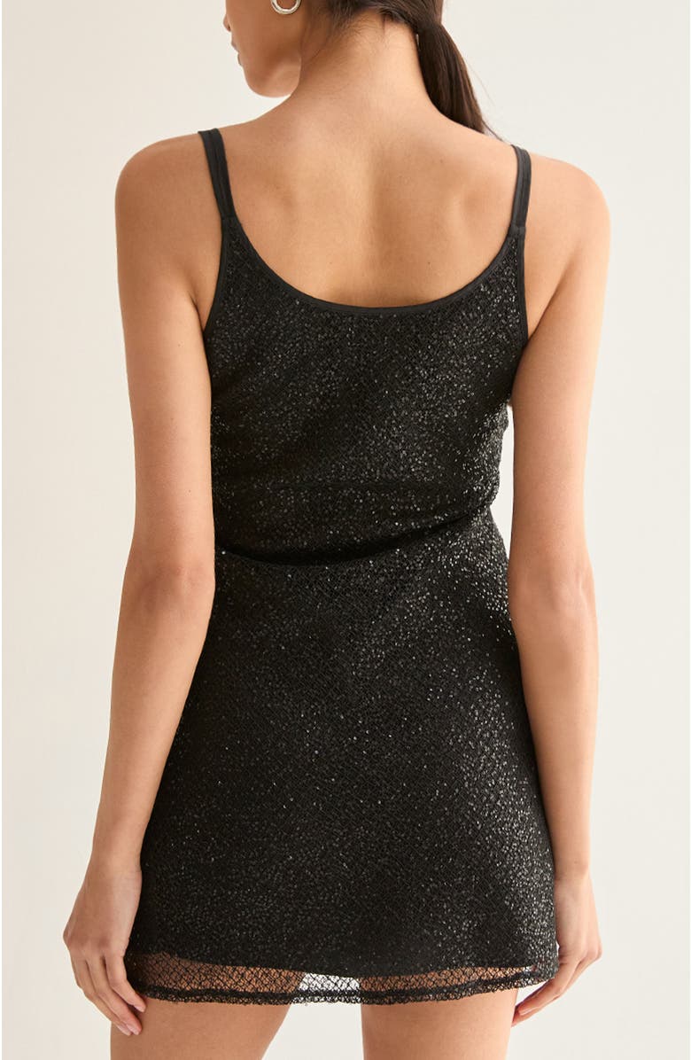 CRESCENT Beaded Slip Mini Dress, Alternate, color, Black