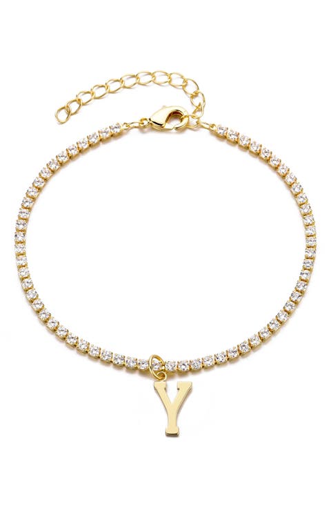 Initial Charm Tennis Bracelet