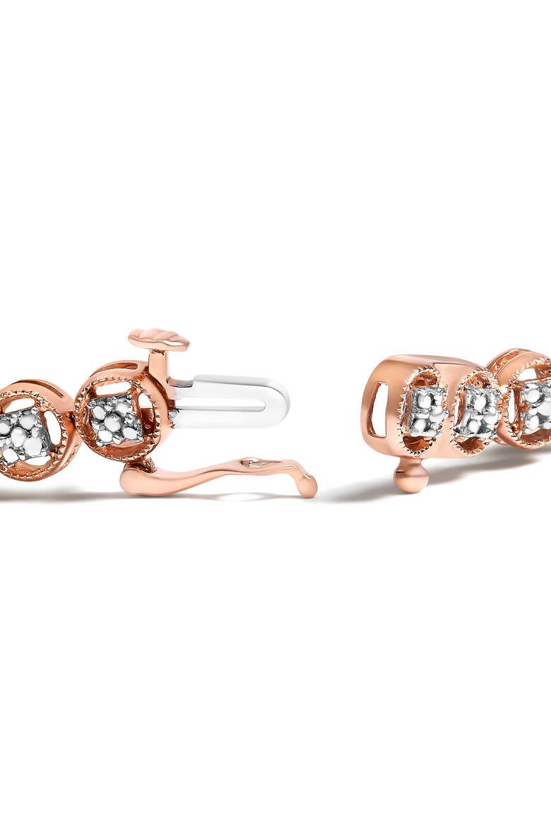 Silver 1/4 Cttw Diamond Open Circle Wheel Link Tennis Bracelet, Alternate, color, Rose Gold over Silver