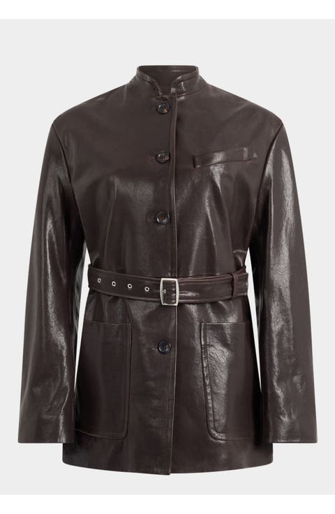 Belted Jacket in Leather