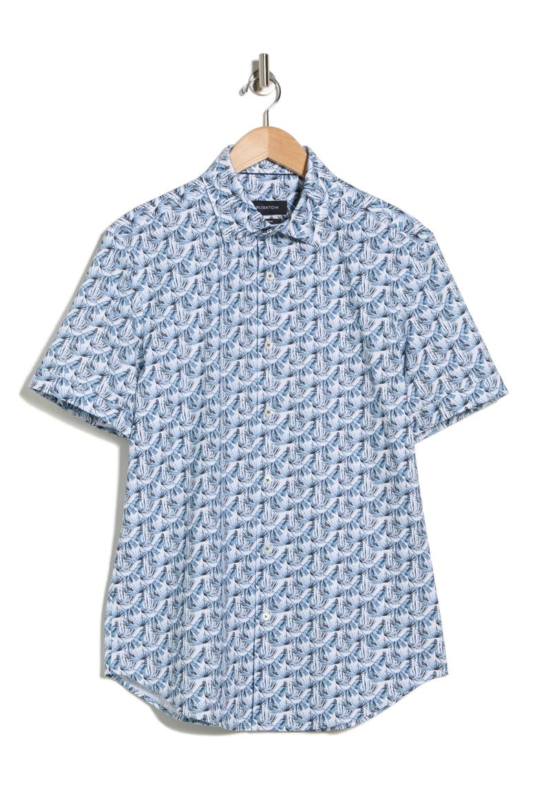 Short Sleeve Woven Button-Up Shirt, Alternate, color, DUSTY BLUE