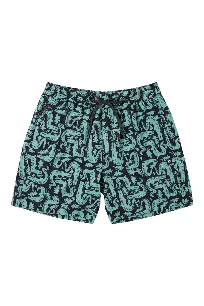Sea to Shore 2N1 6-Inch Volley Swim Trunks, Alternate, color, CROC ROCK-EBONY