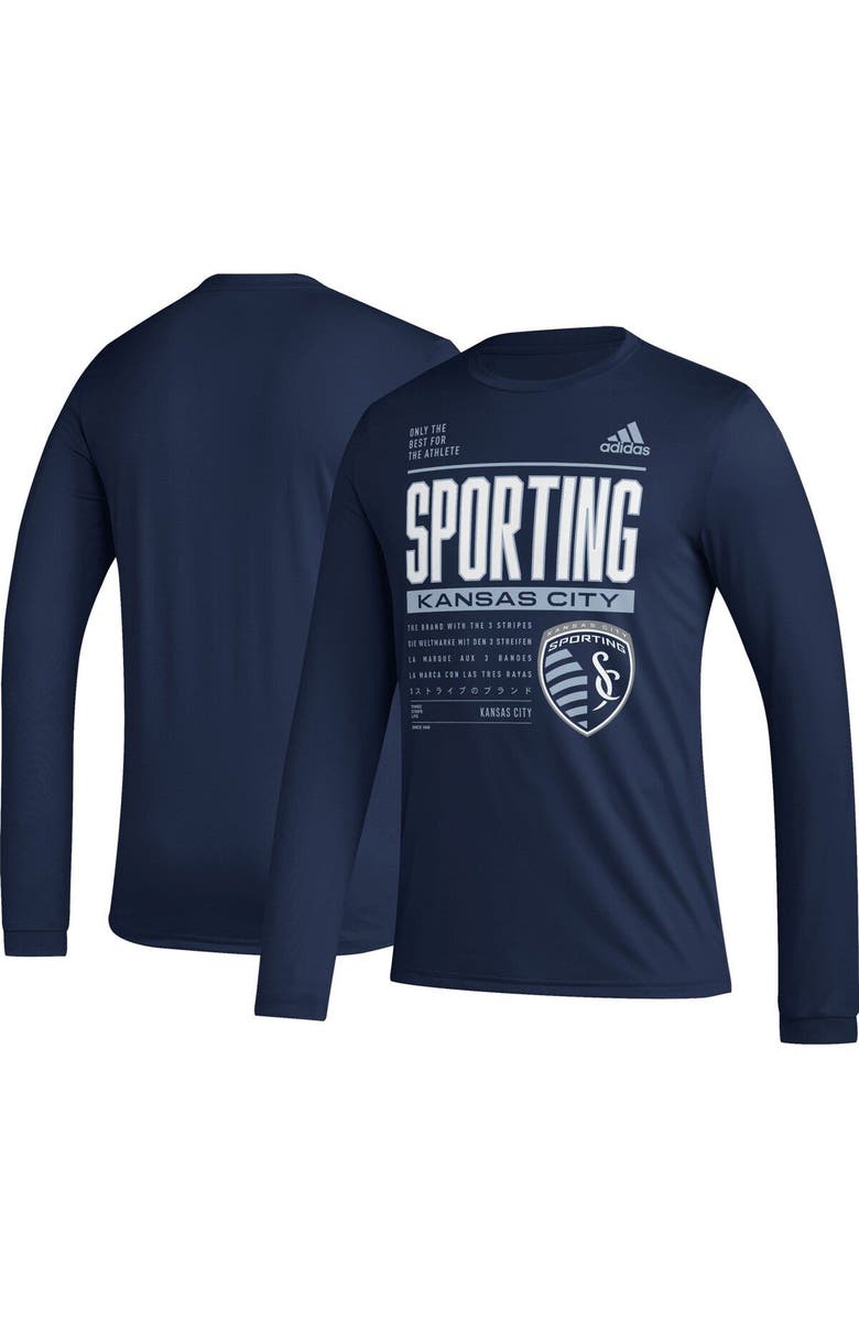 adidas Men's adidas Navy Sporting Kansas City 2023 Club DNA Long Sleeve AEROREADY T-Shirt, Main, color, Navy