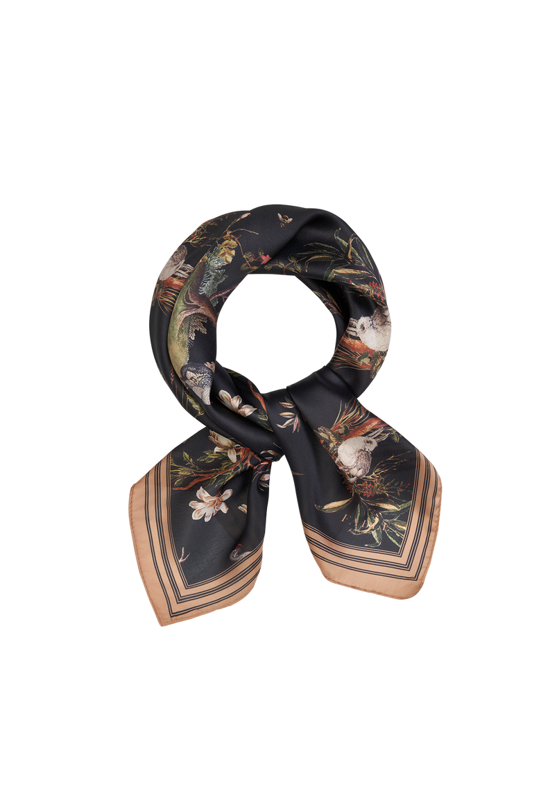 Wonderland Toile Square Scarf, Alternate, color, Black