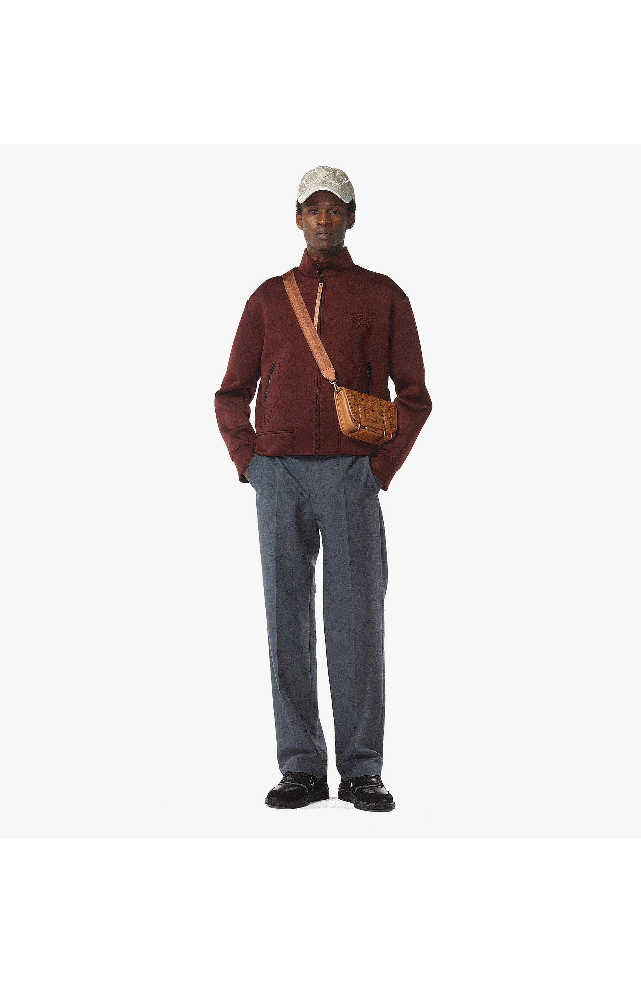 MCM Aren Messenger Bag in Visetos, Alternate, color, Cognac