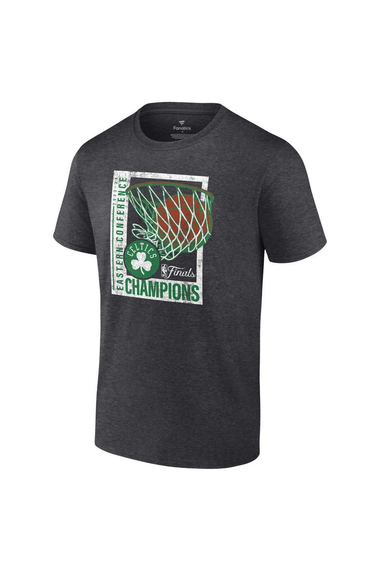 Men's Fanatics Heather Charcoal Boston Celtics 2024 Eastern Conference Champions Full Court Trap T-Shirt, Alternate, color, Heather Charcoal
