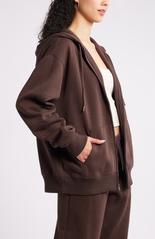 Bp. Oversize Zip Fleece Hoodie In Brown