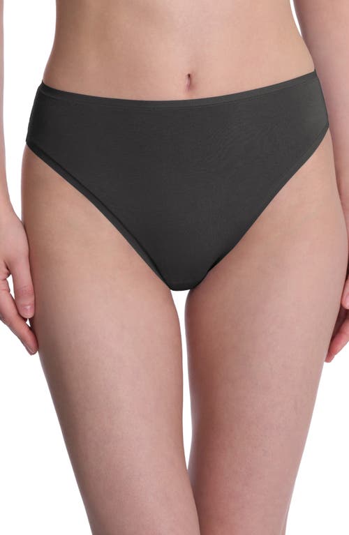 Natori Bliss Bare Cotton High Cut Briefs In Gray