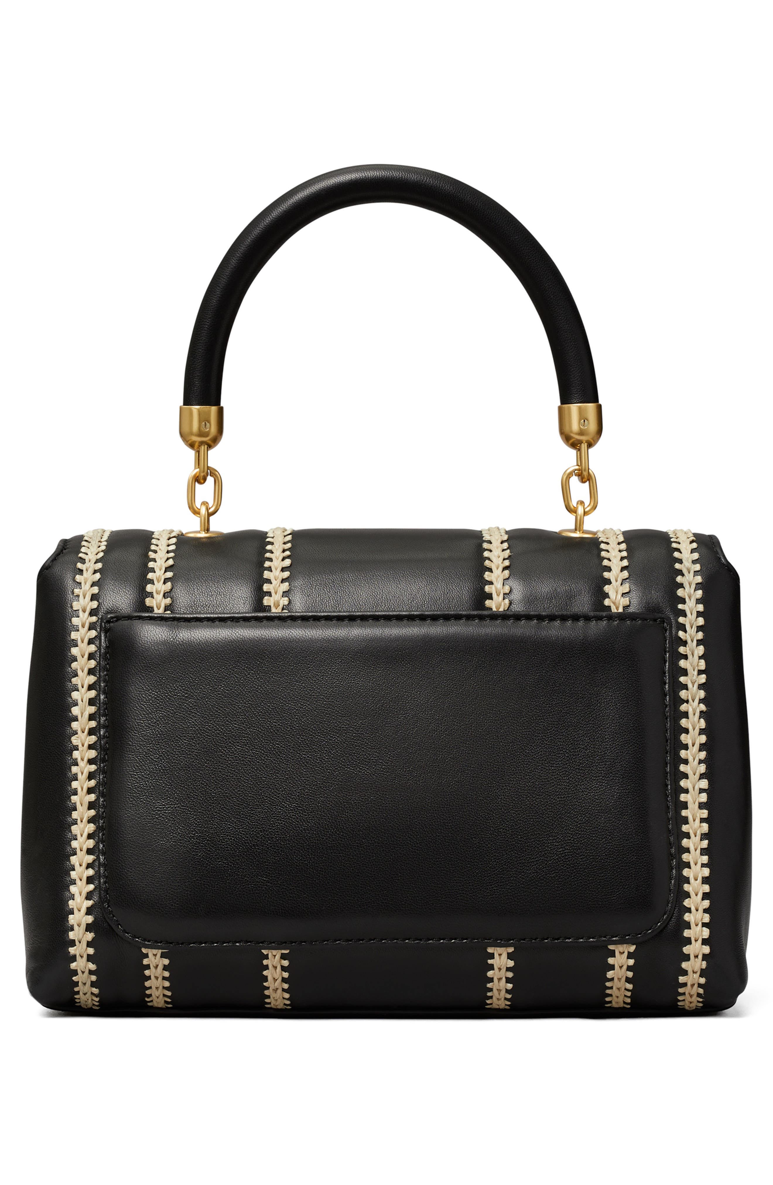 Tory Burch Kira Small Raffia Stitch Leather Satchel, Alternate, color, 