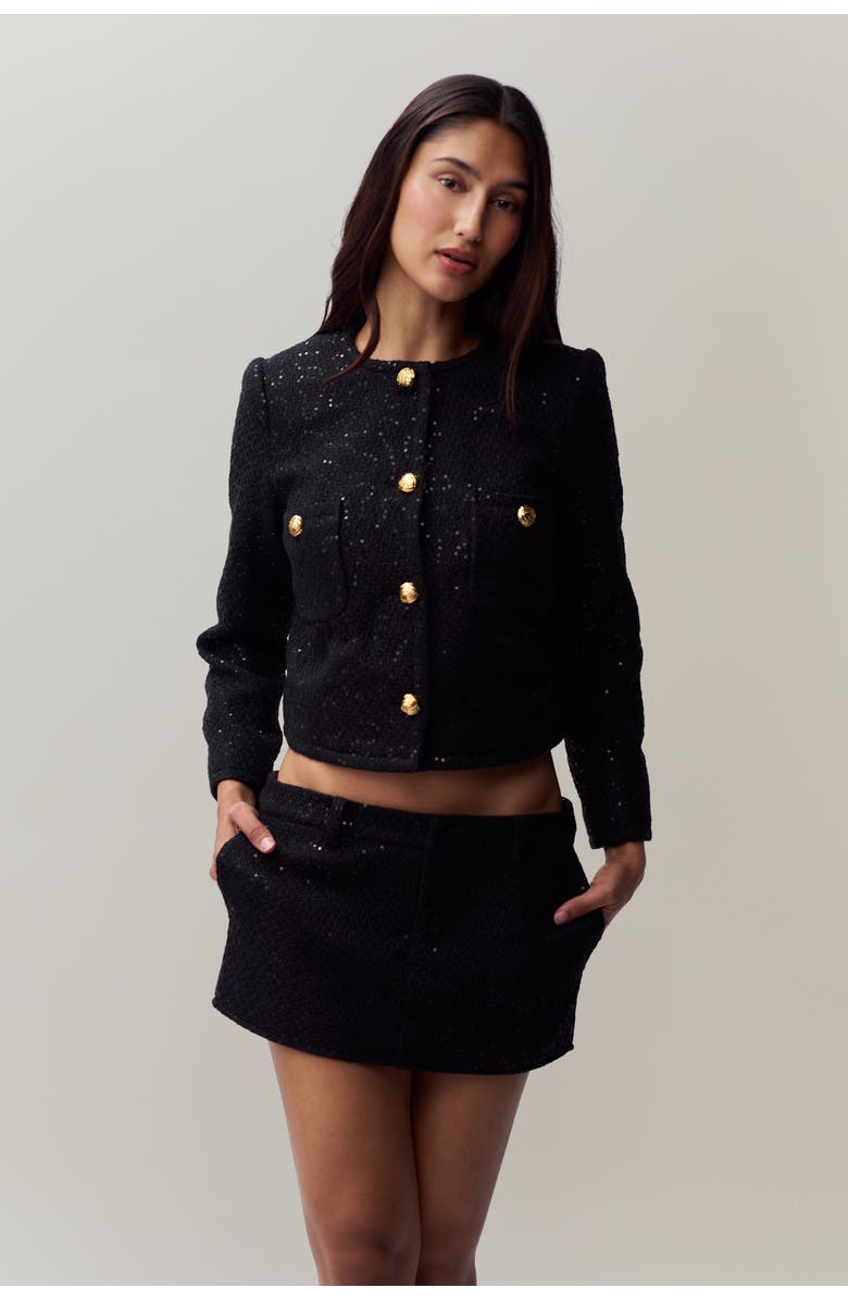 Guizio Bela Tweed Mini Skirt, Alternate, color,