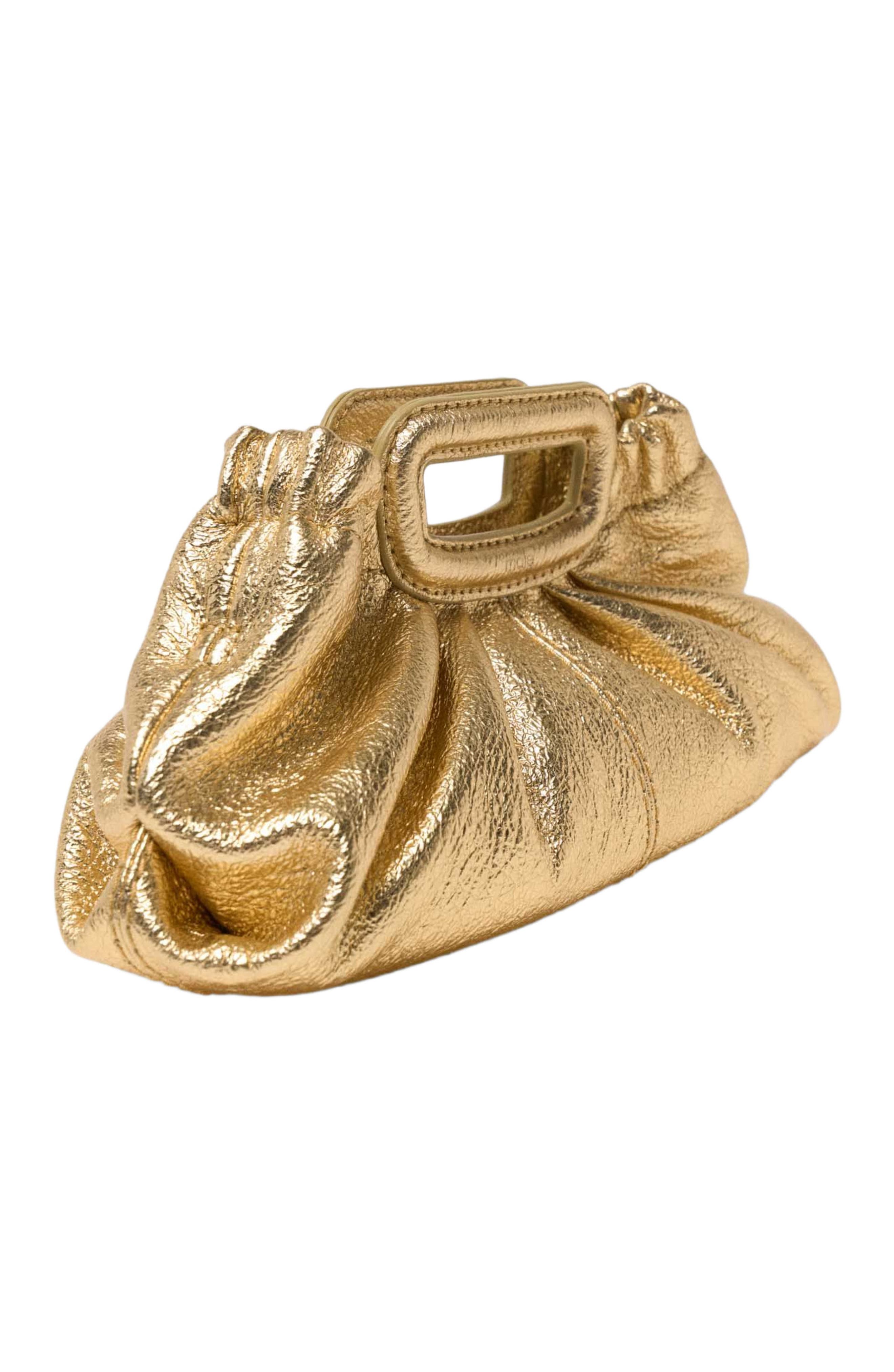 maje Metallic leather Milpli mini Clutch, Alternate, color, Gold