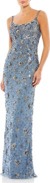 Mac Duggal Floral Embellished Scoop Neck Evening Gown