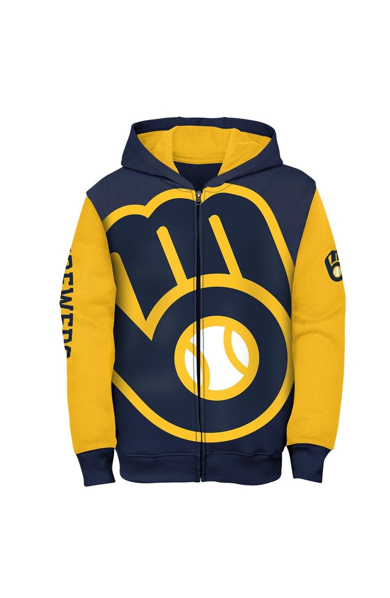 Outerstuff Youth Navy Milwaukee Brewers Poster Board Full-Zip Hoodie, Alternate, color, 