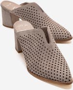 Forever & Always Shoes Toen Leather Block Heel Mule