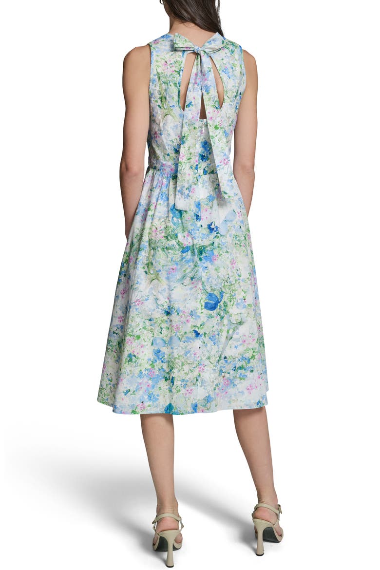Print Tie Back Midi Dress, Alternate, color, SKY BLUE MULTI
