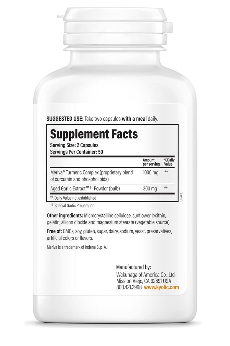 Aged Garlic Extract Formula 111, Healthy Inflammation Response, Curcumin, 100 Capsules, Alternate, color, None