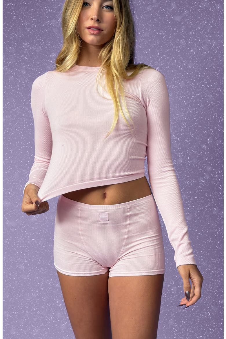 Softie Seamless Long Sleeve Crop T-Shirt, Alternate, color, BALLET SLIPPER