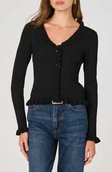 ASTR the Label Ruffle Hem Button-Up Cardigan