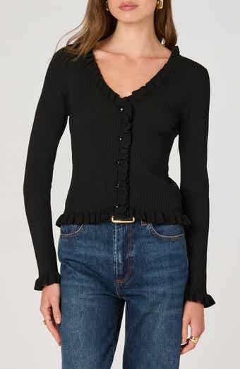 ASTR the Label Ruffle Hem Button-Up Cardigan