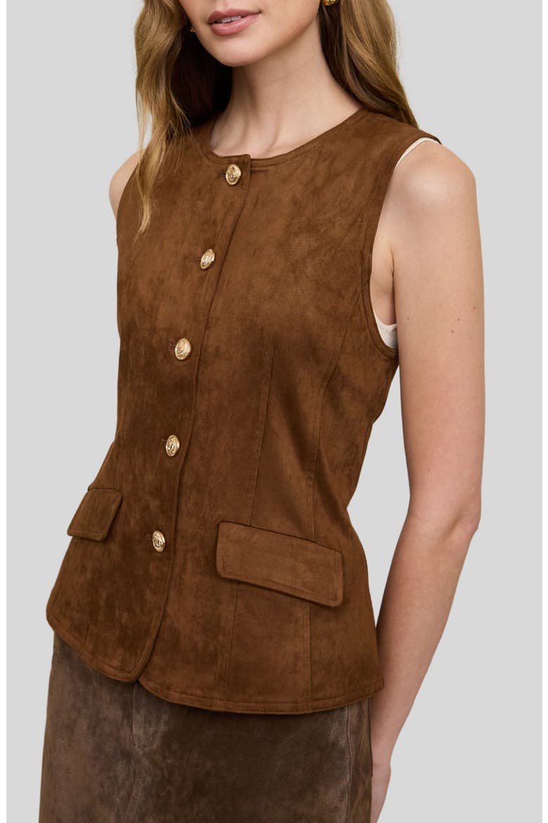 Faux Suede Vest, Alternate, color, BROWN