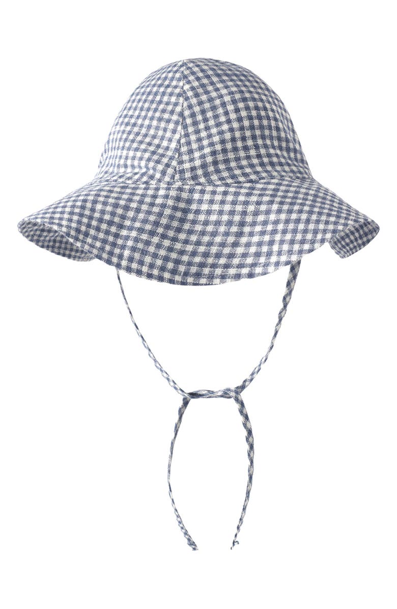 Rylee + Cru Kids' Gingham Cotton Sun Hat, Main, color, Marine