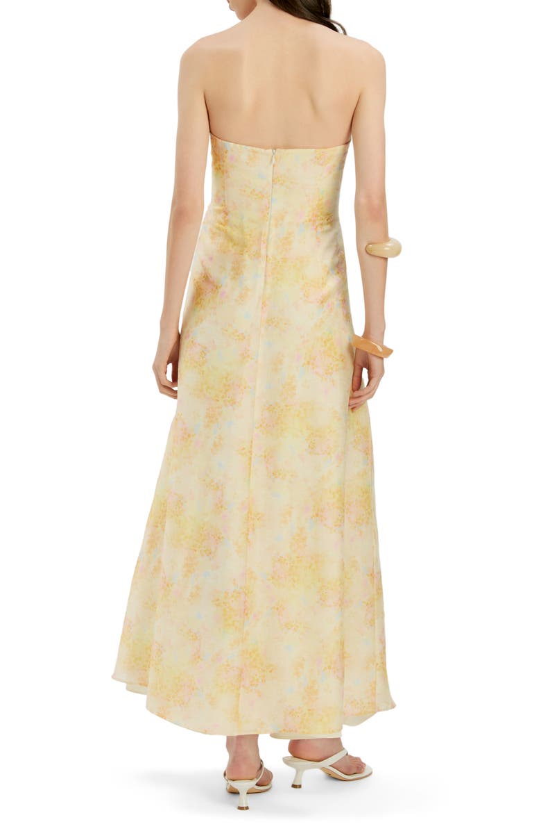 Bardot Amina Strapless Maxi Dress, Alternate, color, Yellow Floral