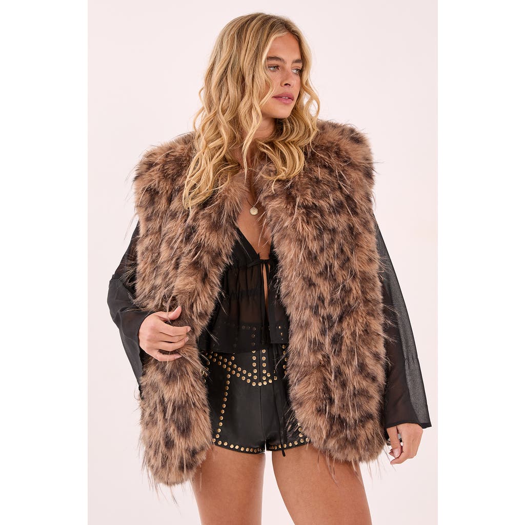 Nasty Gal Leopard Print Faux Fur Gilet In Multi