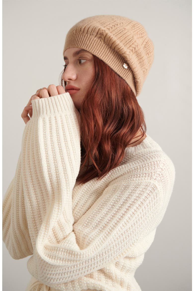 Selby Cashmere Beanie, Alternate, color, BRULEE