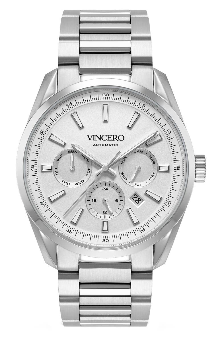 Vincero The Reserve Automatic Bracelet Watch, 41mm, Main, color, Gray/ Silver
