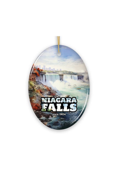 Niagara Falls Watercolor Landscape Ceramic Ornament