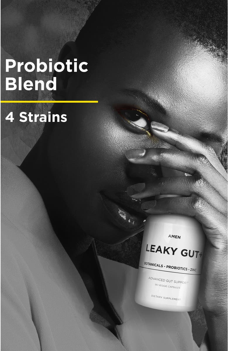 Codeage Amen Leaky Gut L-Glutamine, Probiotic & Prebiotic Supplement, Alternate, color, White