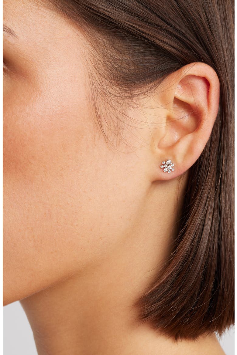 Diamond Cluster Stud Earrings, Alternate, color, SILVER