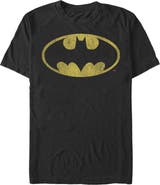 Batman Men's Batman Logo Retro Caped Crusader Graphic T-Shirt