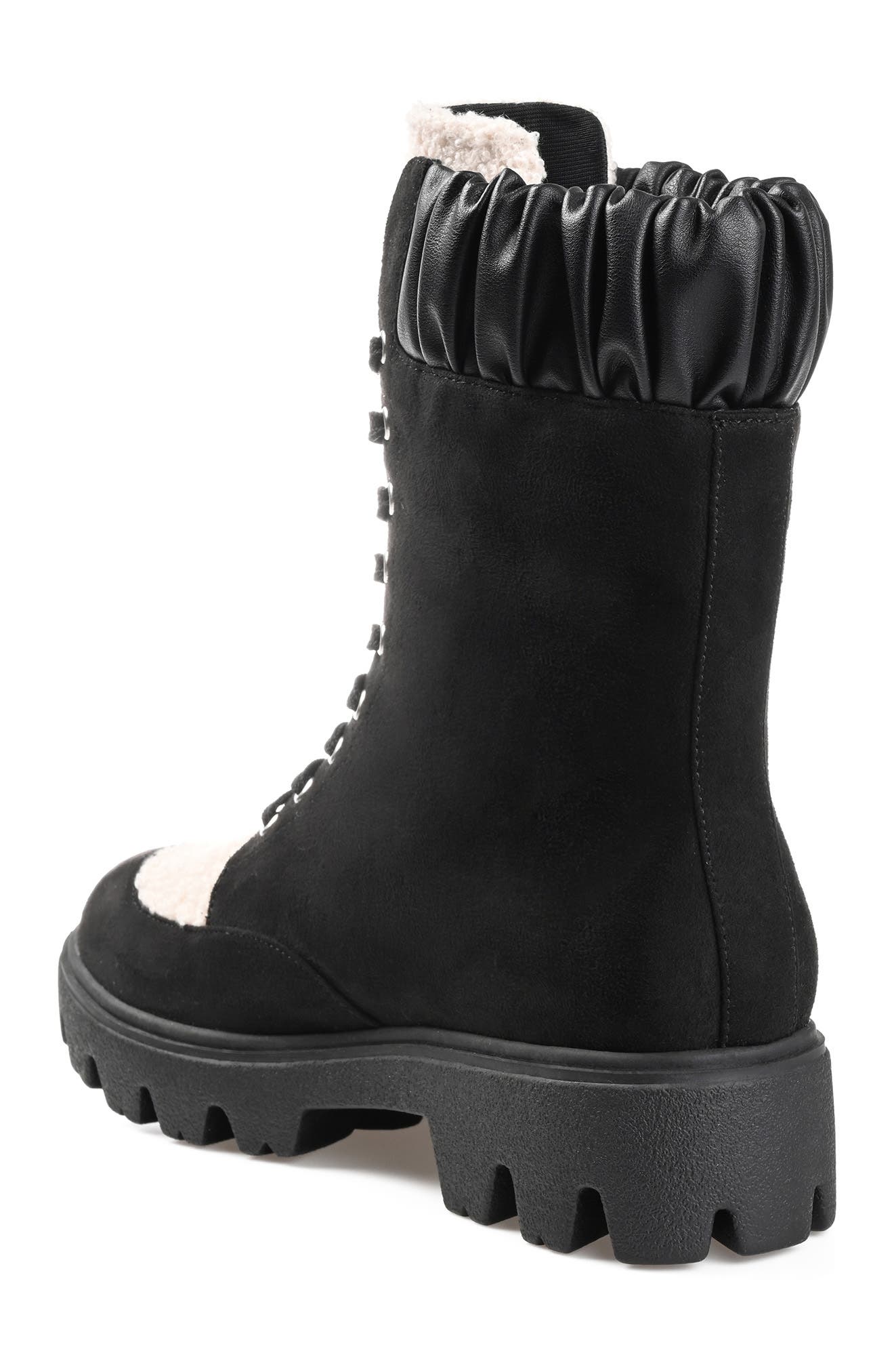 Journee Collection Elibor Faux Shearling Bootie, Alternate, color, Black