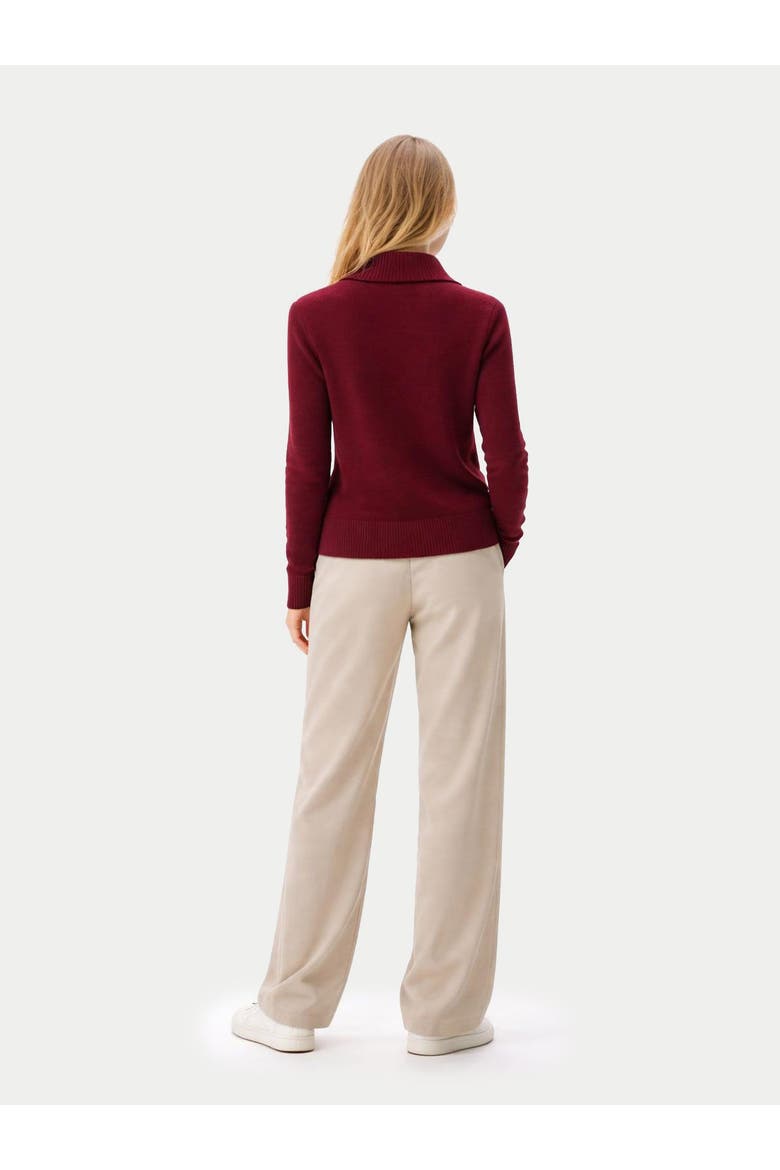 Slit T-Neck Sweater, Alternate, color, zinfandel