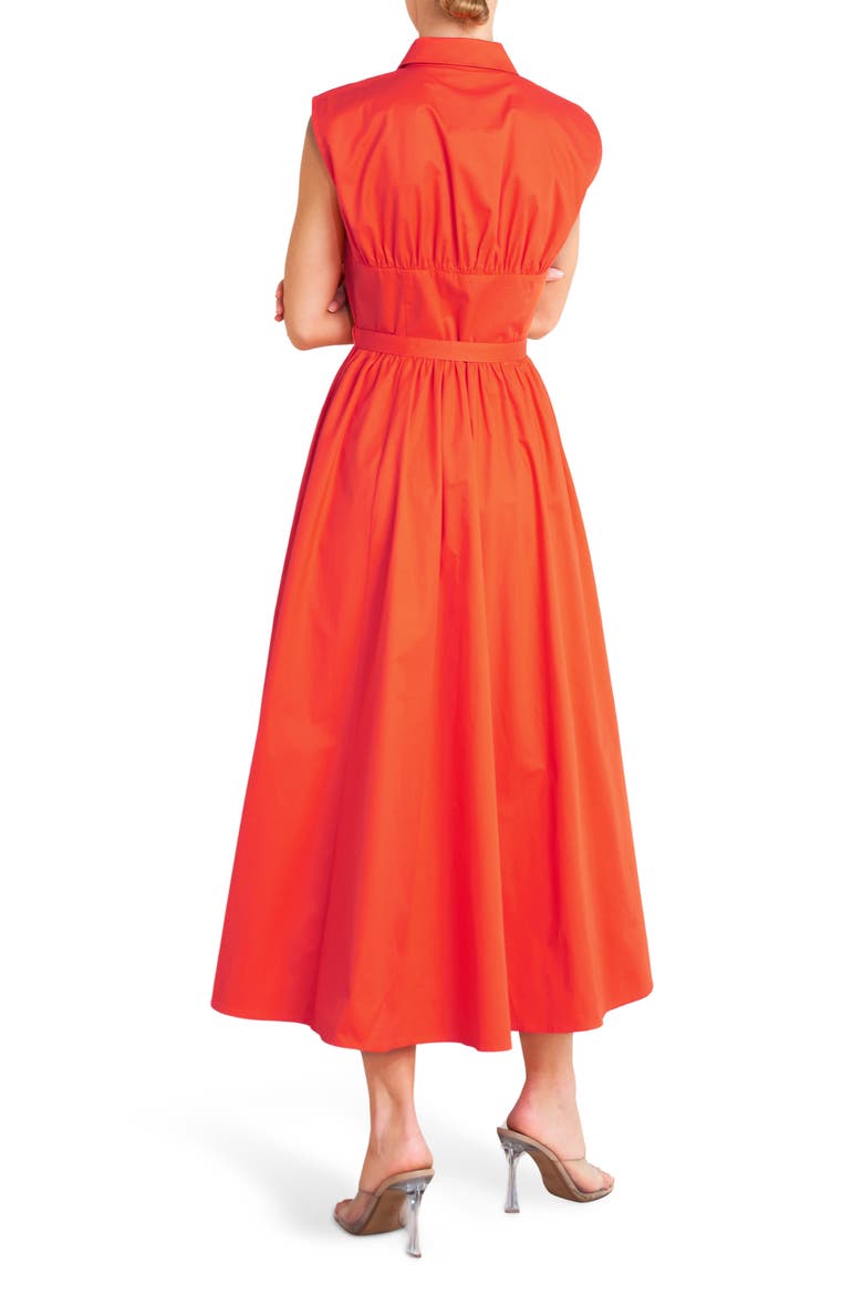 Cotton Midi Dress, Alternate, color, CORAL RED