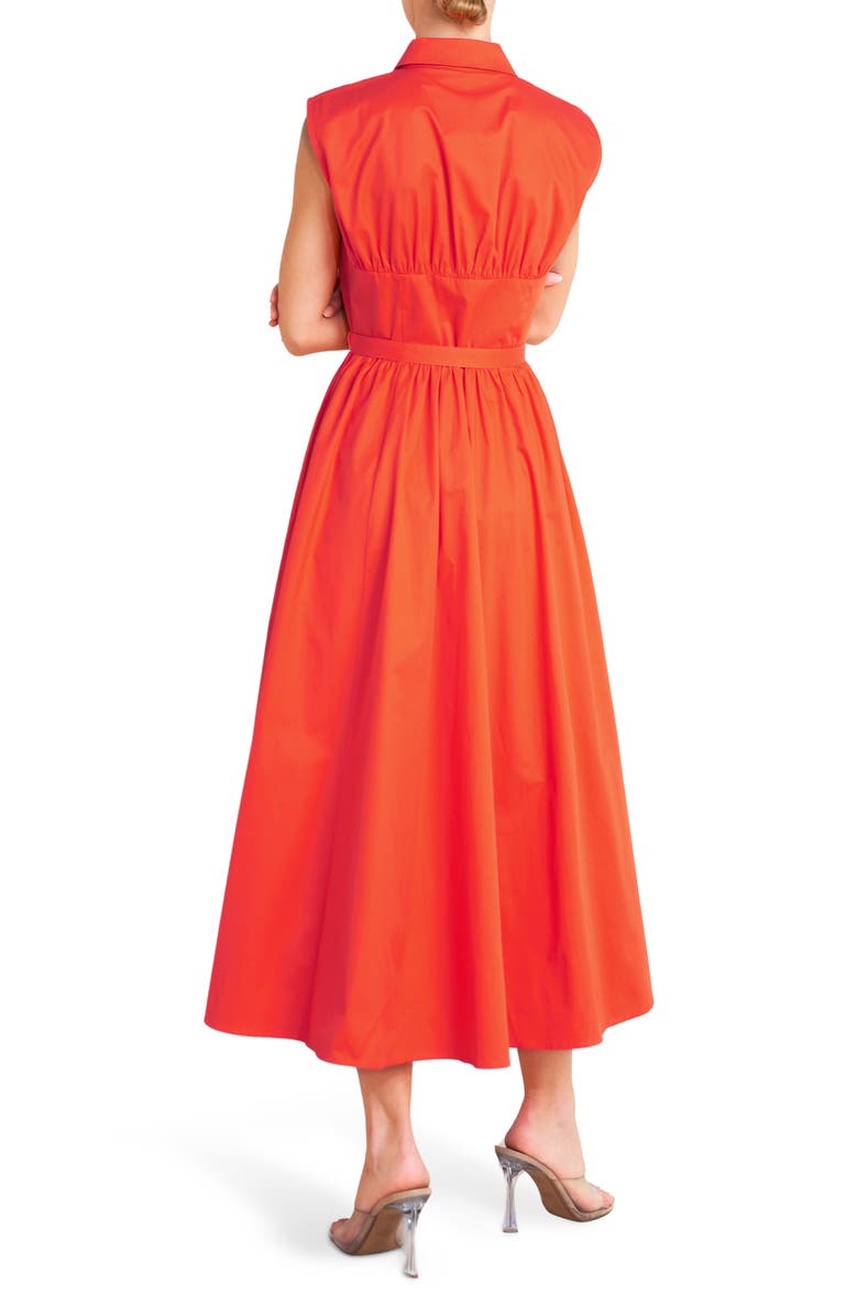 FREEMARKET Cotton Midi Dress, Alternate, color, Coral Red