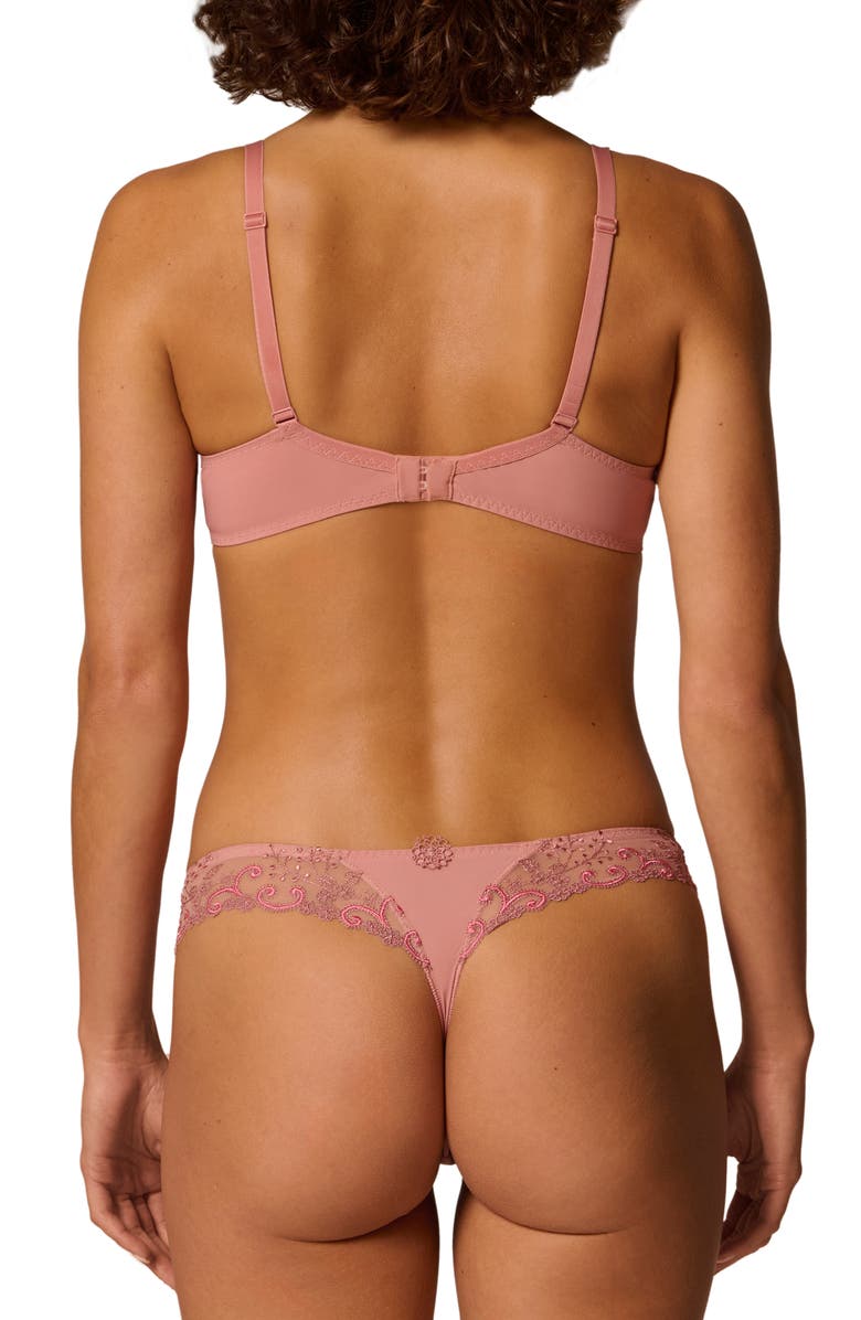 Simone Perele Delice Embroidered Thong, Alternate, color, Smokey Pink