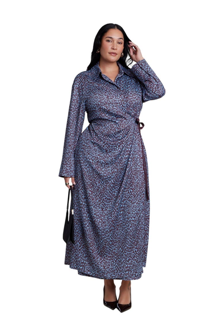 Wrap Detail Maxi Dress (plus), Main, color, DOTS OF BURGUNDY
