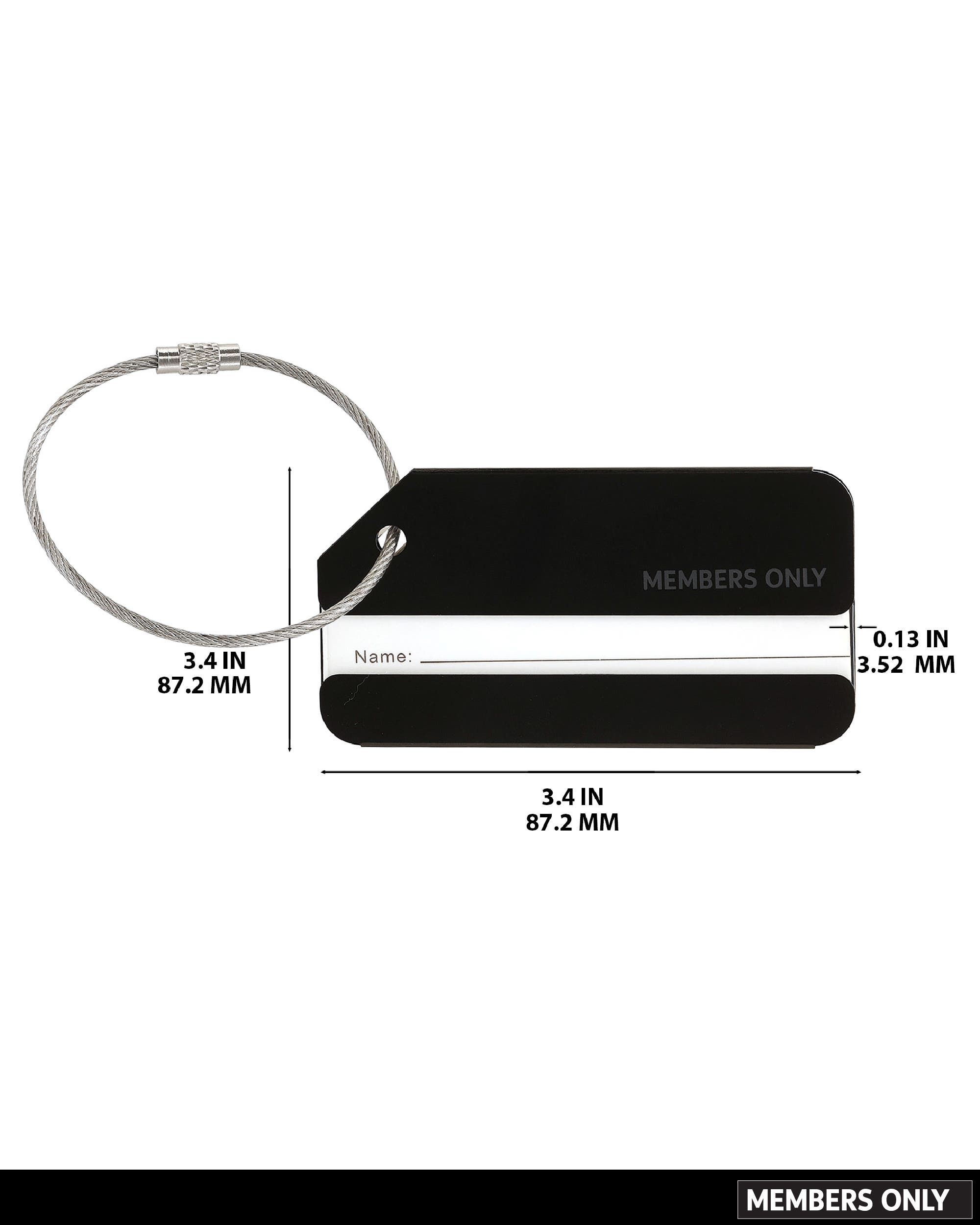 Members Only Luggage Tags, Set of 3 Durable Metal Travel Tags, Alternate, color, Black