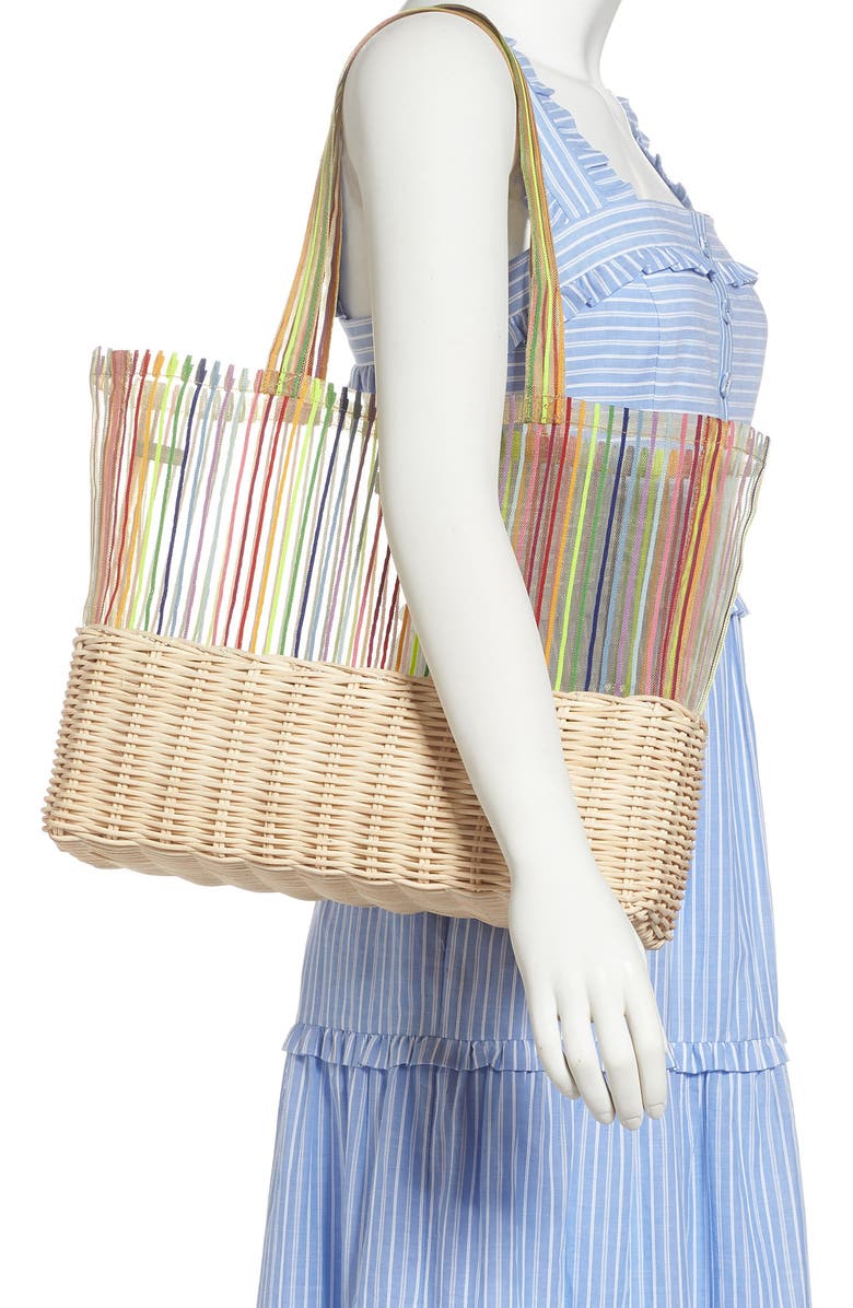 Halogen<sup>®</sup> x Atlantic-Pacific Wicker & Mesh Tote, Alternate, color,