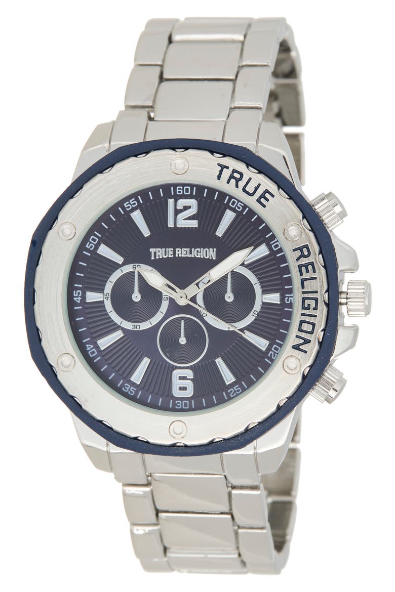 Chronograph Bracelet Watch, 43mm, Main, color, NAVY/ SILVER