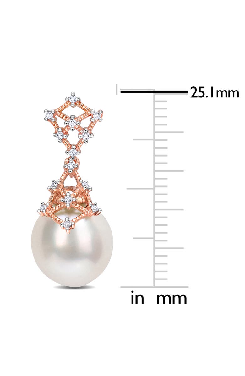 Julianna B. Pearl & Diamond Filigree Drop Earrings 14k, Alternate, color, Rose Gold