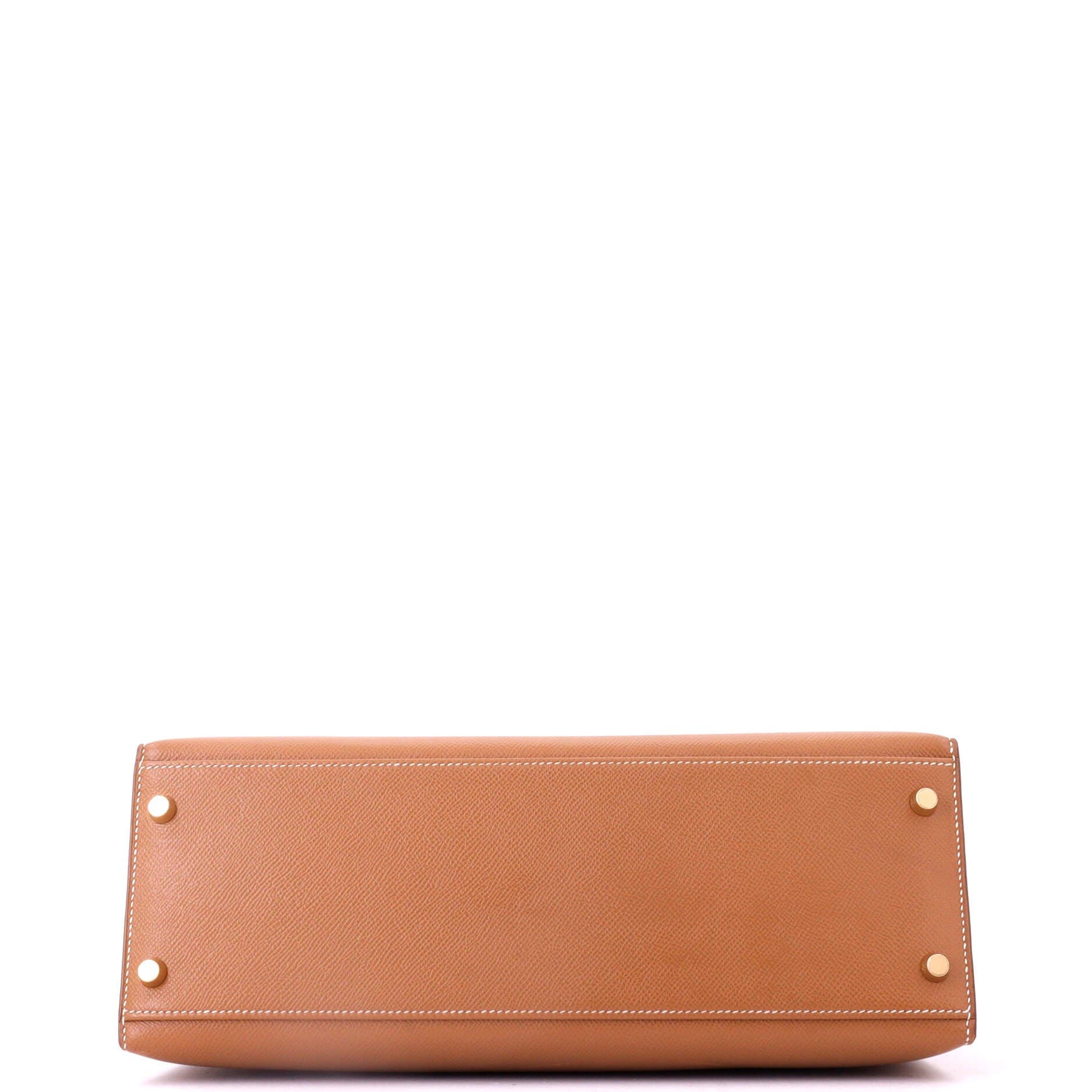 Pre-Owned Hermes Kelly Handbag Brown Courchevel with Gold Hardware 32, Alternate, color, Gold